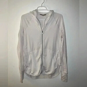 Athleta white performance hooded zip jacket